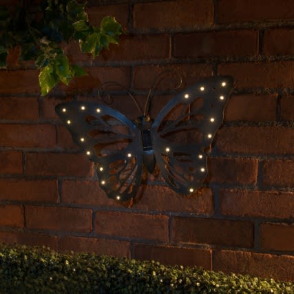 Cast Iron Effect Solar Powered Wall Art - Butterfly
